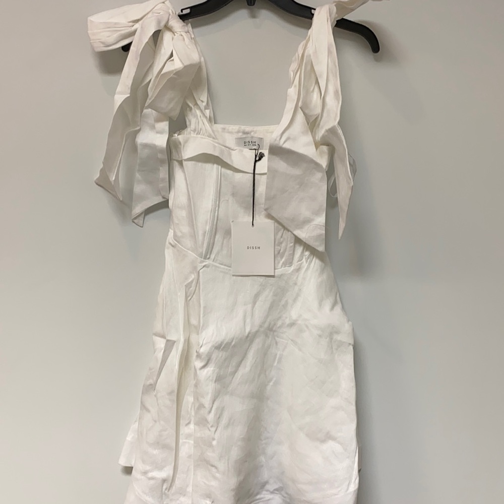 Aisle White Linen Bow Mini Dress